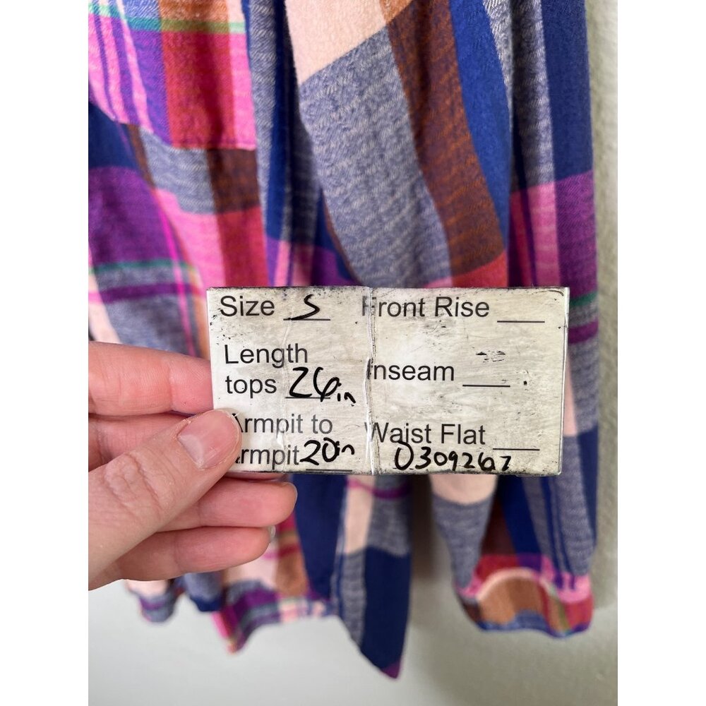 Pilcro Anthropologie Womens Pink Purple Plaid Button-Up Shirt Size Smal - Picture 10 of 11